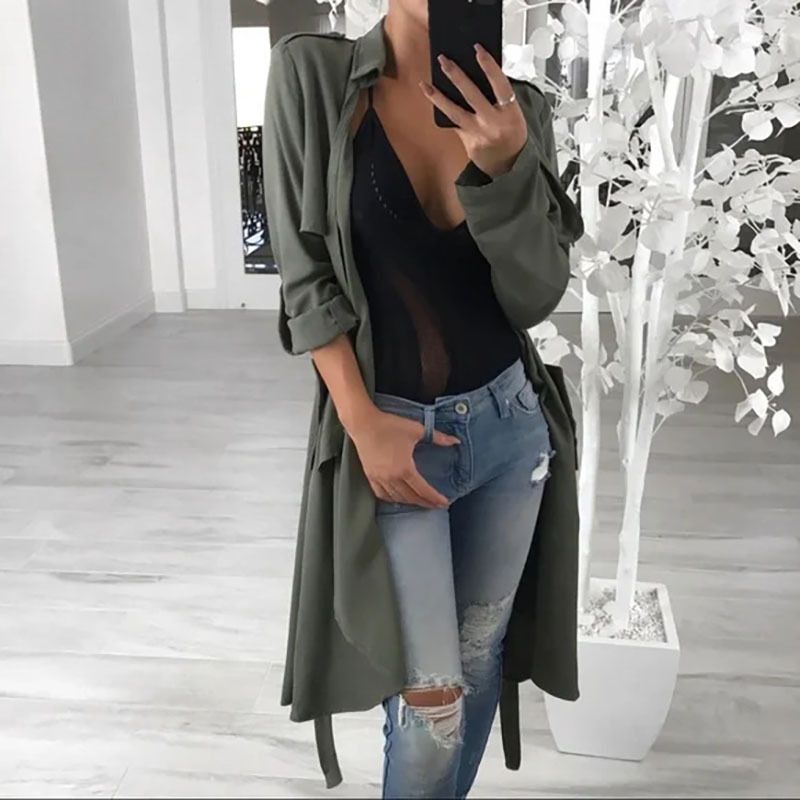Trench a maniche lunghe cardigan moda donna_voghion.com