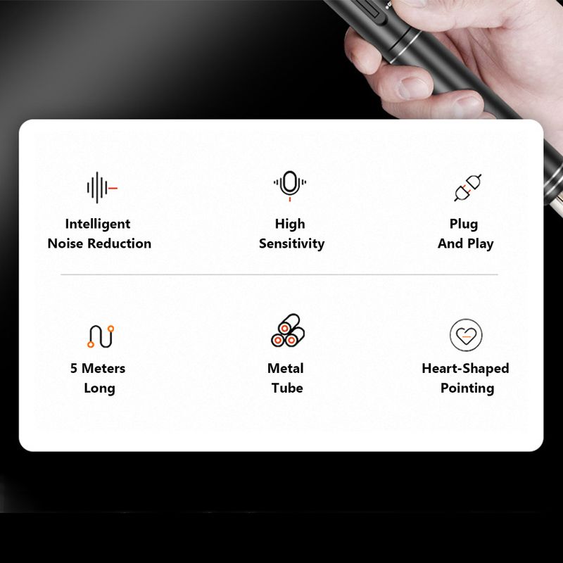 Conference Condenser Microphone Interview Recording Vlog Live Mic Super-cardioid for DSLR_voghion.com