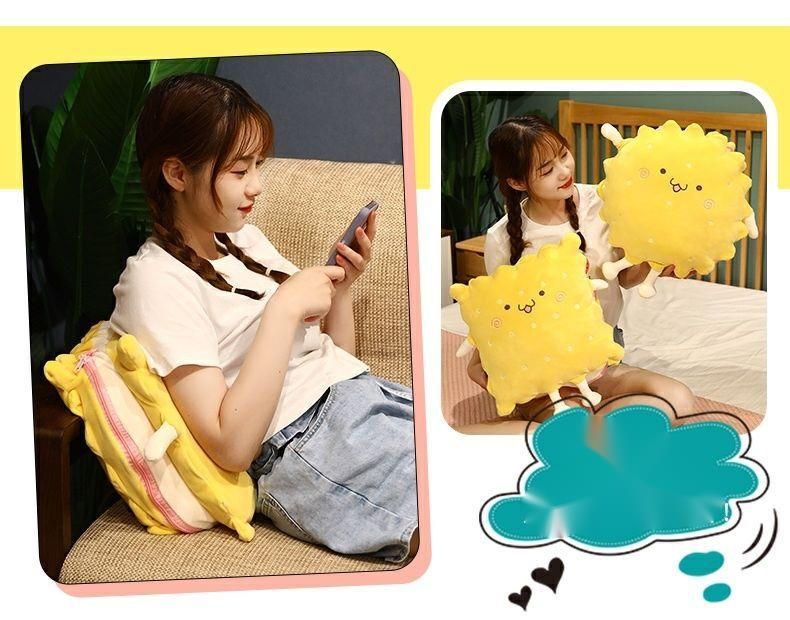 Cute Cartoon Cookie Pillow Dual-use Air Conditioner Sofa Cushion Office Nap Foldable Car Blanket_voghion.com