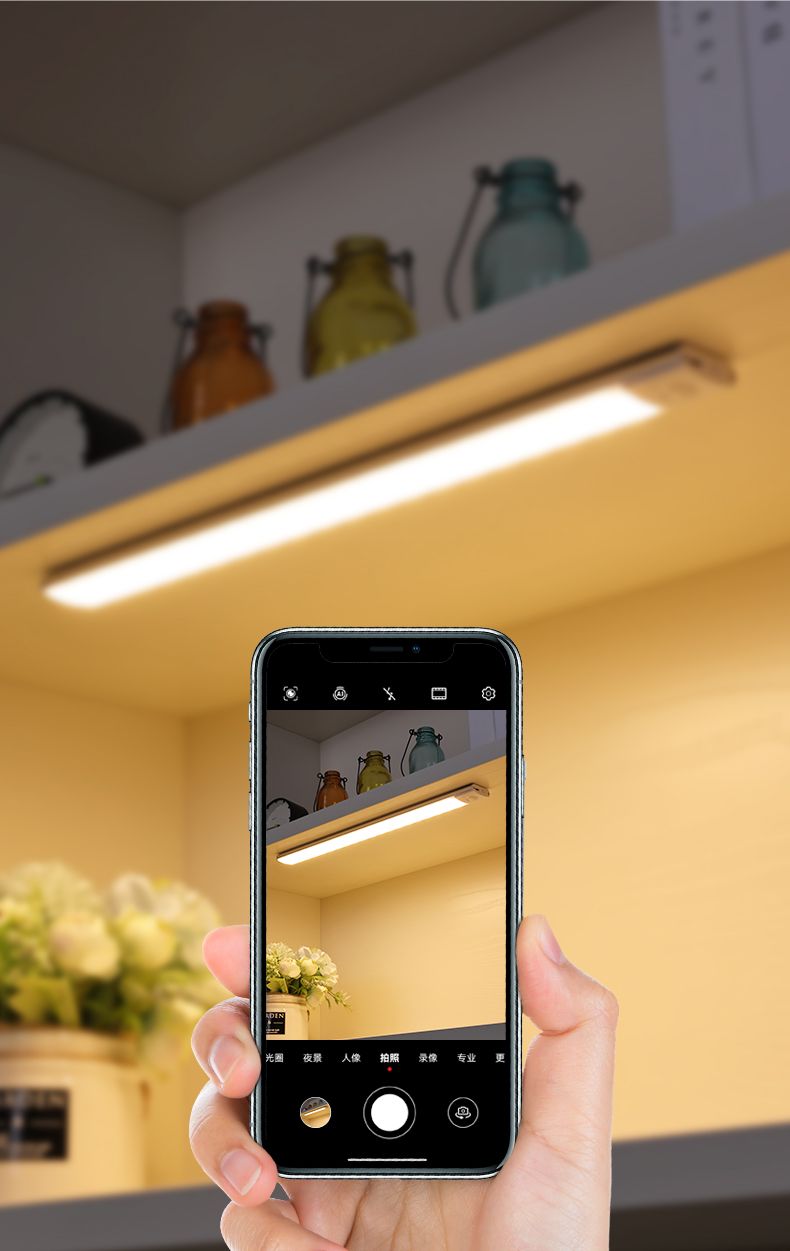 Luz noturna LED tipo C recarregável com sensor de movimento RYYD para armários de cozinha, iluminação de 10 cm/20 cm/30 cm/40 cm/50 cm_voghion.com