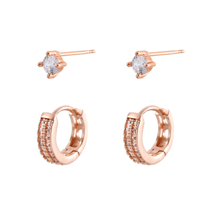 High-end Elegant Zircon Hoop Set Of Four Light Luxury Fashionable Everyday Versatile Commuting Earrings_voghion.com