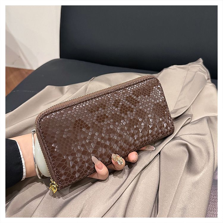 Damentaschen, neues Schlangenhautmuster, lange Geldbörse mit Reißverschluss und mehreren Kartenfächern, Clutch mit großer Kapazität, modische Geldbörse_voghion.com