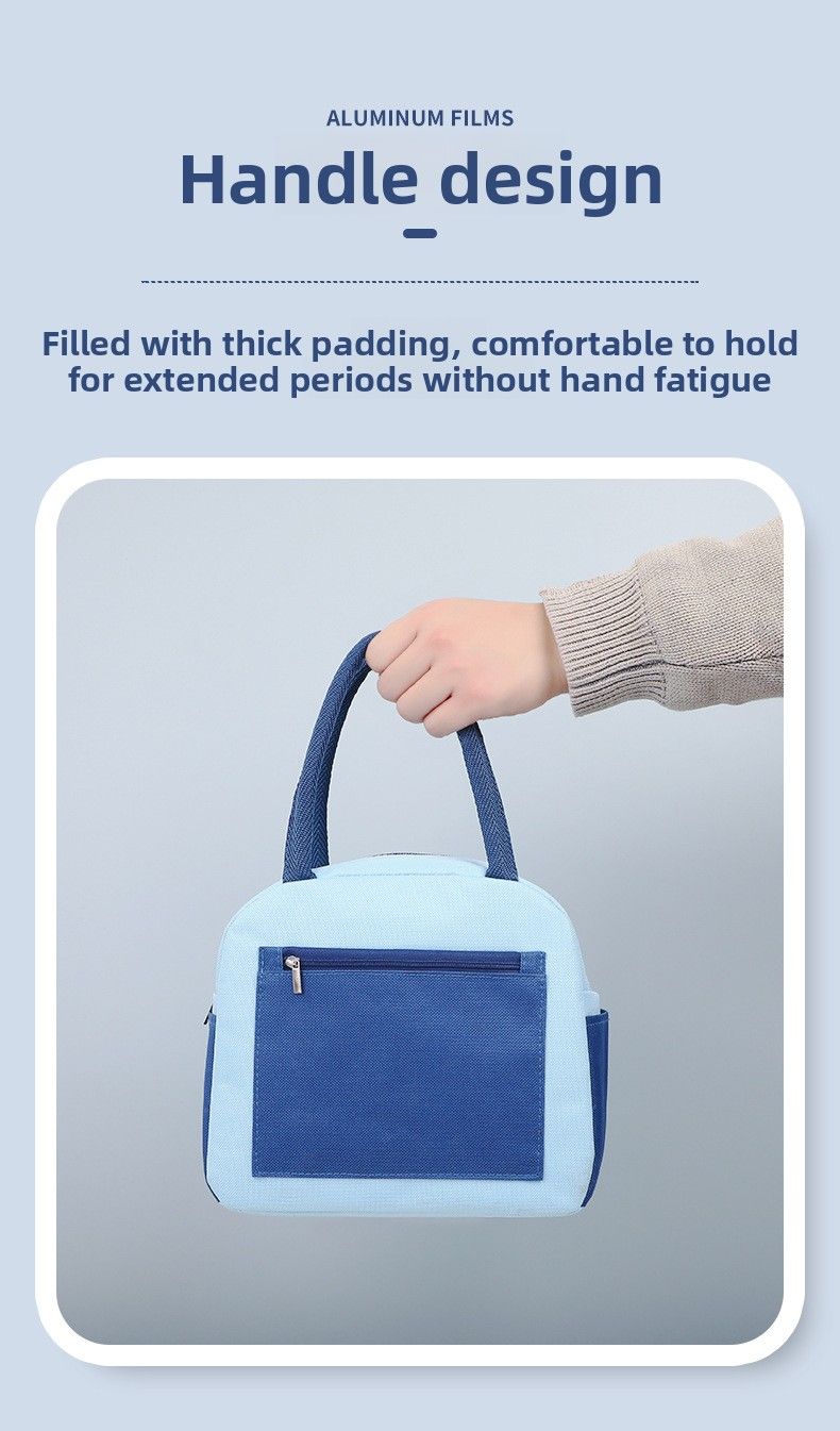 Color Matching Lunch Box Bag Portable Student Large-capacity Waterproof Thermal Insulation Bag Oxford Cloth Lunch Bag Bento Bag_voghion.com