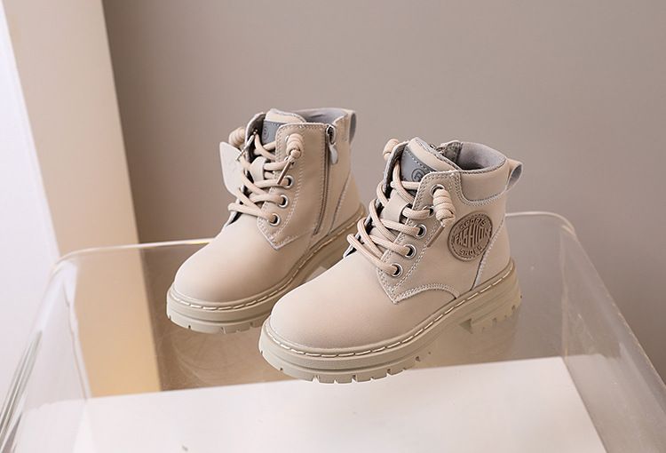 Stiefeletten aus echtem Leder für Kinder – modische Unisex-Stiefeletten mit dicker Sohle für Jungen und Mädchen (Gelb, Pink, Khaki)_voghion.com