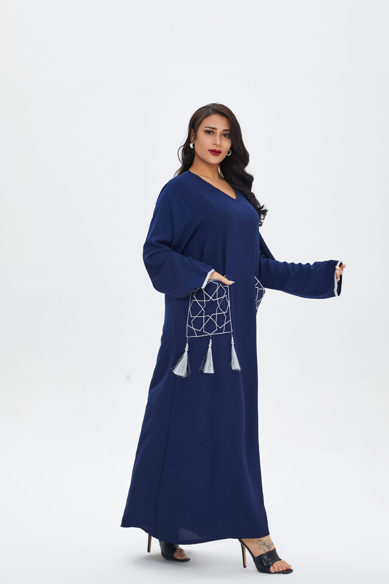 Dámské šaty, ležérní muslimské šaty v dubajském stylu abaya, dámské šaty z Blízkého východu_voghion.com