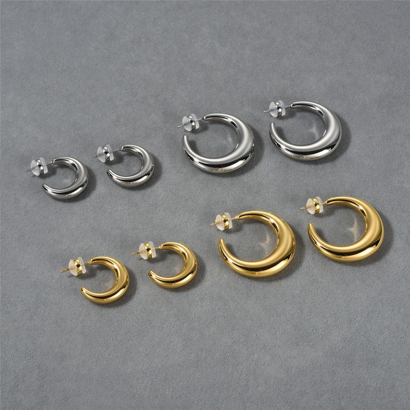 Women's Jewelry Minimalist Chunky Hoop Earrings Set - Large & Small Gold And Silver Hoops For Everyday Wear, Geometric Design, 925 Silver Post_voghion.com