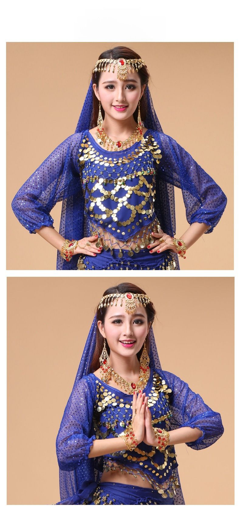Traje de danza india para niños, danza étnica de Xinjiang, traje de baile deportivo, danza del vientre, Top de manga larga destacado_voghion.com