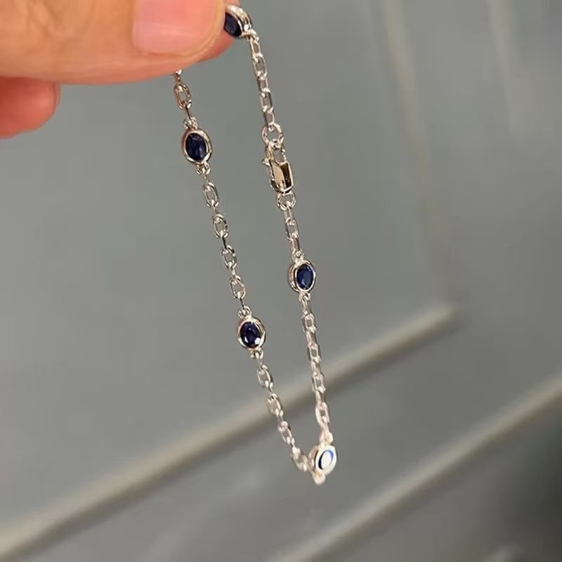 Bracciale in argento sterling blu per donna, stile coreano minimalista, leggero, di nicchia, squisito, semplice,_voghion.com