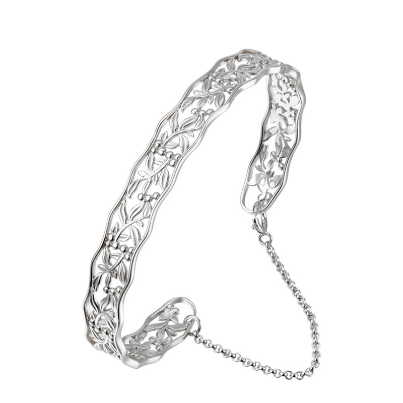 Bracciale in argento sterling in stile antico per donna, bracciale con motivo cavo, gioiello da polso, regolabile e aperto_voghion.com