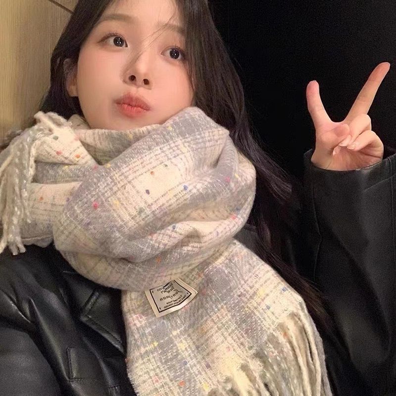 2024 Collection~Korean Checkered Ins Women's Versatile Winter Thick Shawl Dual purpose Warm Neck_voghion.com