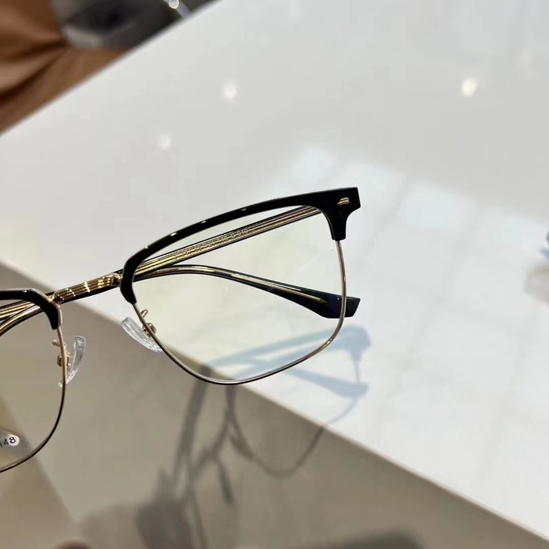 Men's Business Half frame TR Eyebrow Insert Heart Foot Frame Can be Equipped with Degree Anti Blue Light Flat Glasses_voghion.com