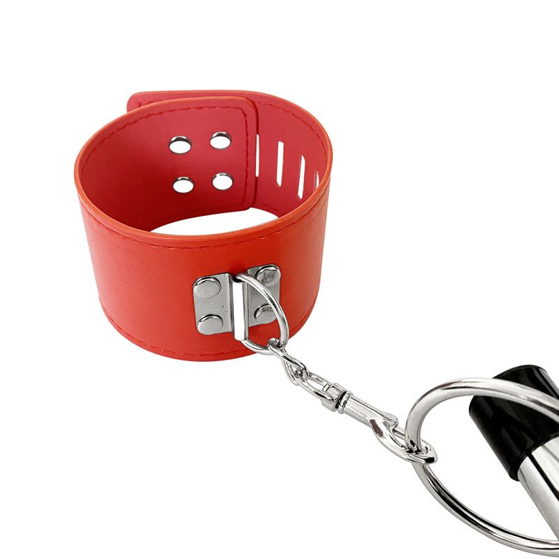 Adult products stainless steel pipe binding hand and foot restraint belt one-word steel pipe leather handcuffs and foot cuffs with lock_voghion.com