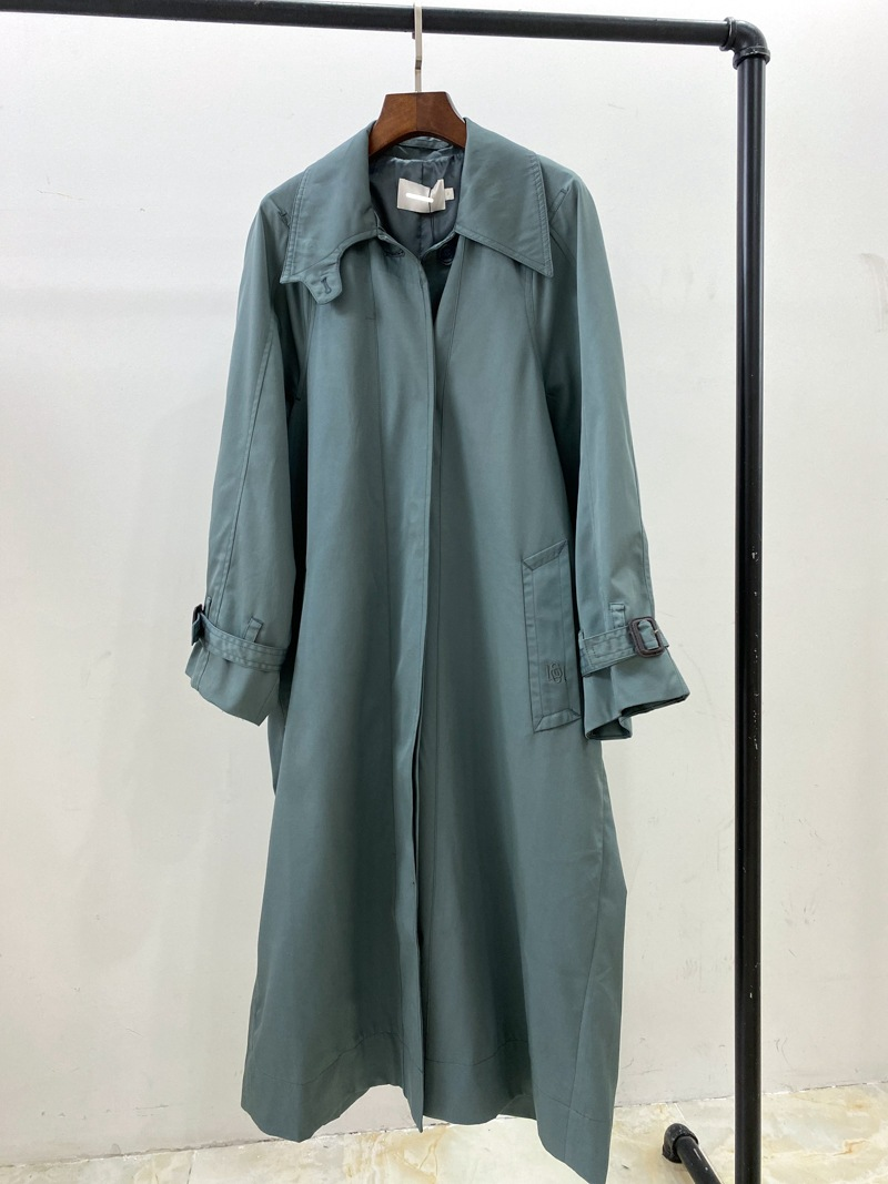 Trench lungo monopetto con risvolto e cintura da pendolare casual alla moda da donna_voghion.com