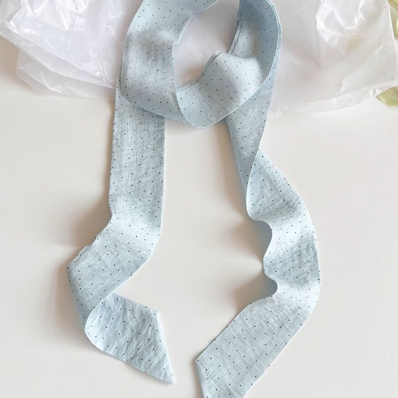 fresh And Fashionable, With Small Polka Dots Drape Well. Long Silk Scarves, Ribbons, Decorative, Thin_voghion.com