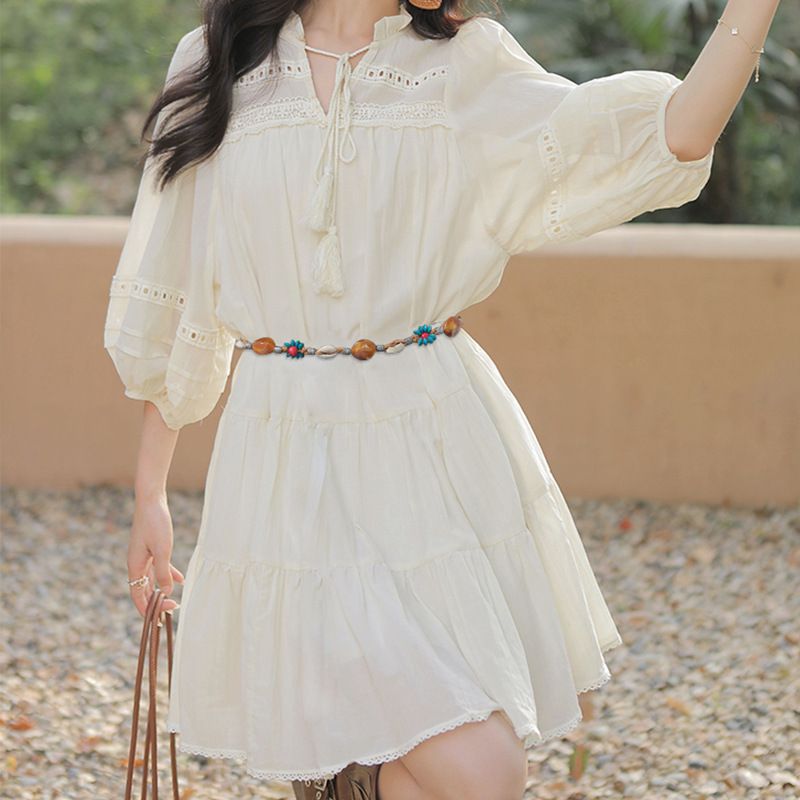 Koreaanse stijl decoratieve casual ketting mode veelzijdige wax touw geweven riem bohemian dames bloem taille accessoire_voghion.com