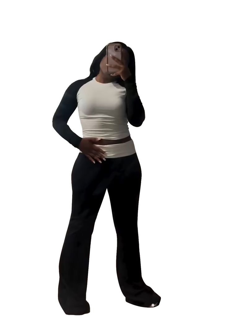 Y6058 New Women's Clothing Color-Block Tight High-Waist Folded Slim Fit Fleece-Lined Sports Yoga Pants Set_voghion.com