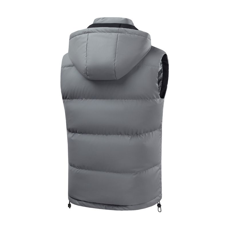 Leichte Kapuzenweste für Herren mit Graphenheizung, ärmellose Streetwear-Jacke mit Reißverschluss für die Freizeit, Schwarz/Grau/Rot_voghion.com