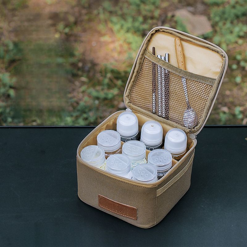 Outdoor Bottle Set Camping BBQ Condiment Pack Layered Storage Bag Portable Picnic Combination Seasoning Dispensing Jar_voghion.com