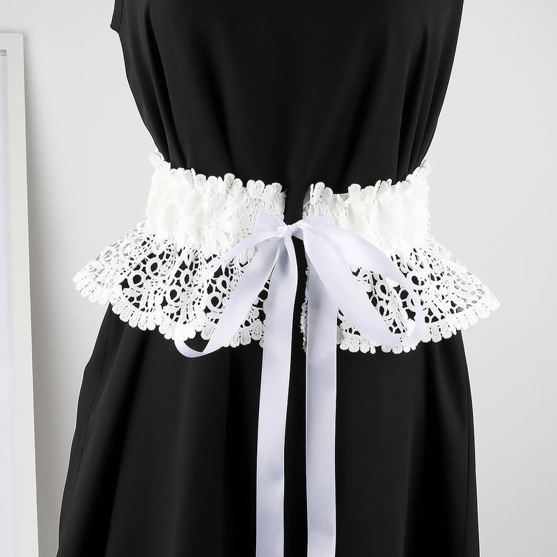 Cintura larga in pizzo testurizzata per donna, cintura elastica in vita, versatile capospalla, abito decorativo con un senso del design_voghion.com