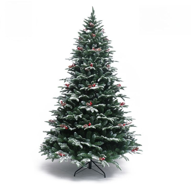 Christmas Decorations, Christmas Tree Dipped In White Snow PE & Spvc Red Fruit Mixed Automatic Tree Christmas Tree_voghion.com