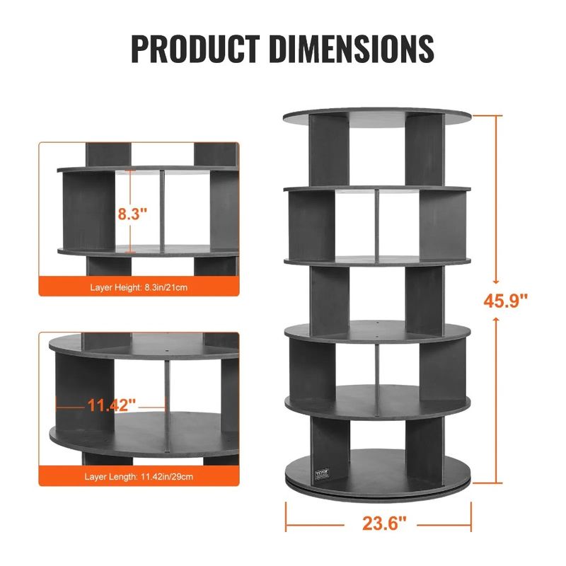 Espositore per scarpe a più livelli, girevole, girevole a 360°, girevole a 5 livelli, girevole a 360°, girevole a 360°_voghion.com