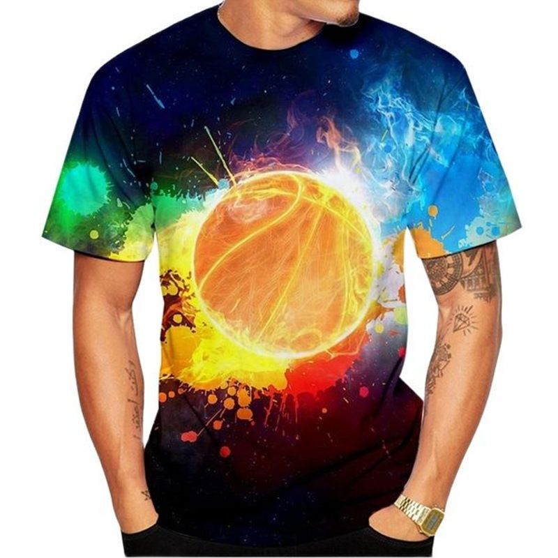 Modisches 3D-gedrucktes Basketball-Held-T-Shirt mit trendigen Kurzarm-Sommerbekleidung für Herren_voghion.com