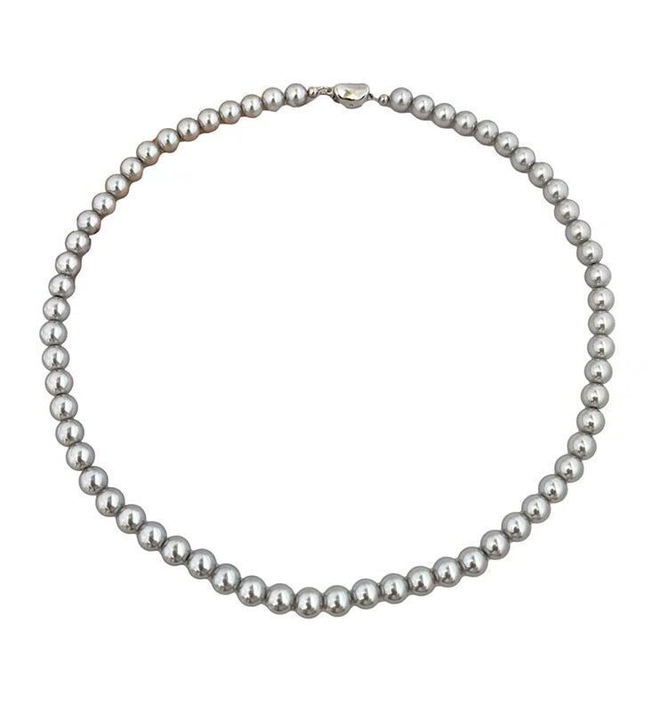 Instagram blogger Fever with the same cool silver gray Shijia pearl necklace French classic layered sweater chain_voghion.com