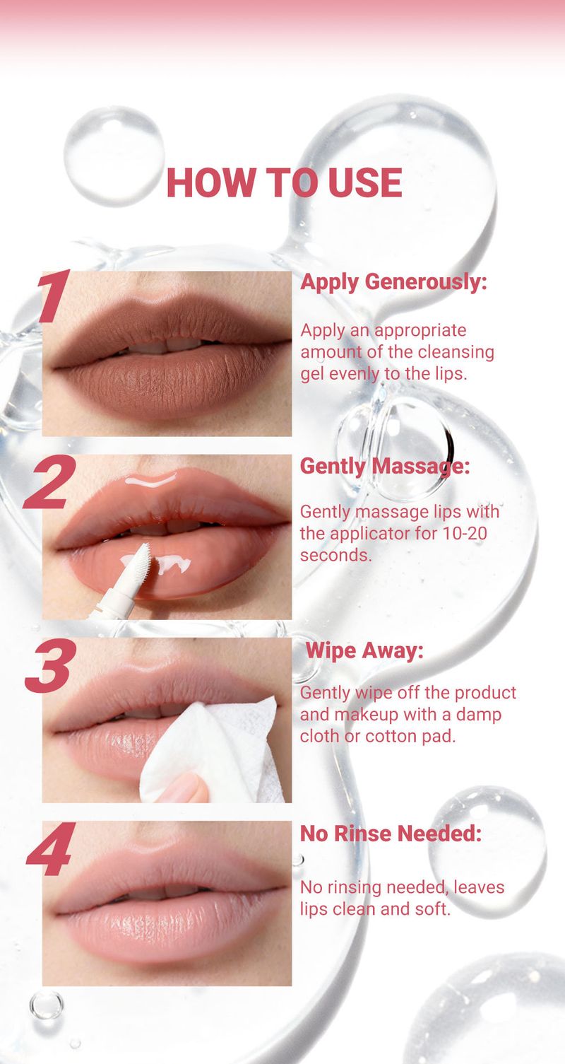 Lippen-Make-up-Entfernungsgel mit blütenförmigem Silikonbürstenkopf zur 3-in-1-Entfernung von Augen-, Lippen- und Augenbrauen-Make-up_voghion.com