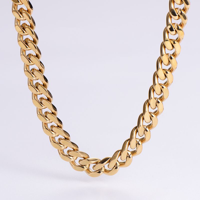 Men's Jewelry Hip Hop Jewelry Stainless Steel Polished Four Sided Grinding Necklace Cuban Chain Necklace_voghion.com