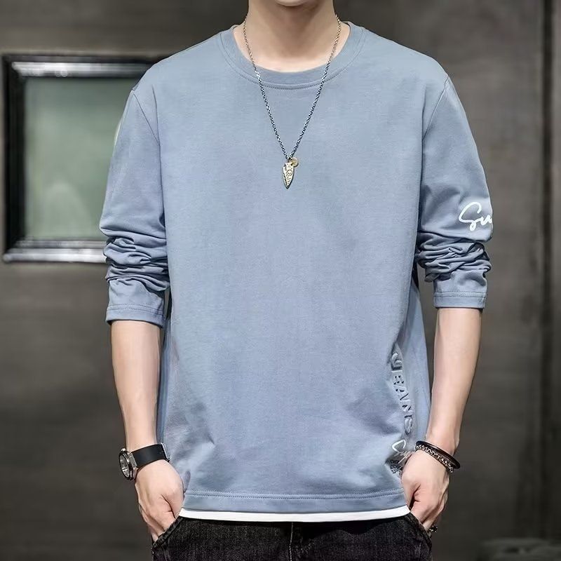 Langarm-T-Shirt, Herren-Herbstpullover mit Rundhalsausschnitt, lockerer, übergroßer Basispullover, Kapuzenpullover, trendiges, fettes, lässig bedrucktes T-Shirt_voghion.com