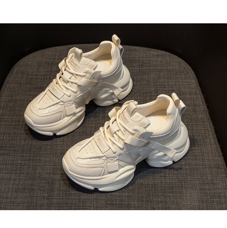 Dickbesohlte Erhöhungsschuhe Tanzschuhe Daddy-Schuhe Lederoberfläche Weiche Sohle Sport Freizeitschuhe Damen_voghion.com