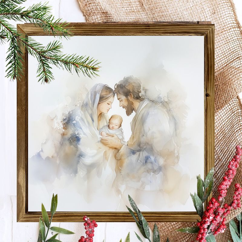 8x8" musteella maalattu puukyltti - uskonnollinen seinätaide kotiin/toimistoon, ainutlaatuinen joulu- ja uudenvuoden koristelulahja_voghion.com