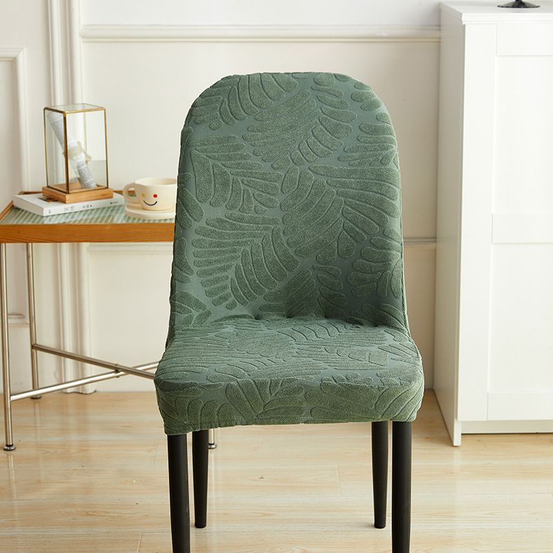 Jacquard curved chair cover all-inclusive universal dining table and chair protective cover home simple modern large round stool cover_voghion.com
