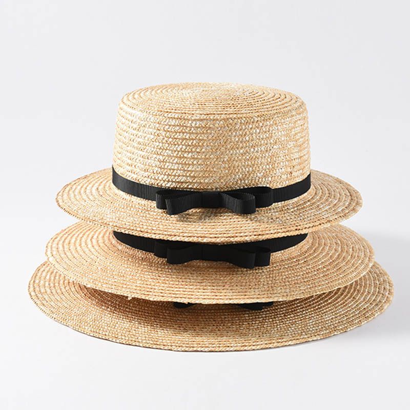 Fashion Fashion Classical Beach Ribbon Bowknot Boater Wide Brim Summer Sun Hats for Women Ladies Wheat Straw Cap Kentucky Derby Hat_voghion.com