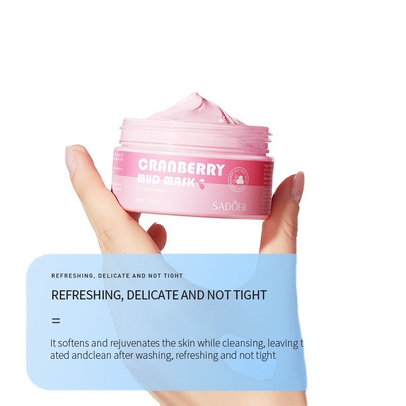 SADOER Cranberry Film Cleansing Pores Refreshing Oil Control Mud Moisturizing Water Wash Facial Mask Skin Care Product_voghion.com