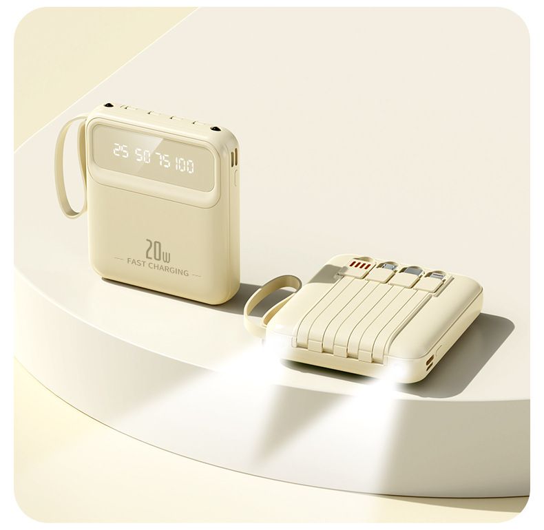 New Mini Bank With Built-in Cable 20000mAh Compact Portable Mobile Power Gift LG Customization_voghion.com
