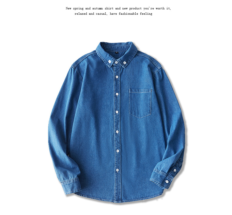 Außenhandel Frühling und Herbst reine Baumwolle gewaschen Jeanshemd langärmelige trendige vielseitige Herren Arbeitshemd japanische Freizeitjacke_voghion.com