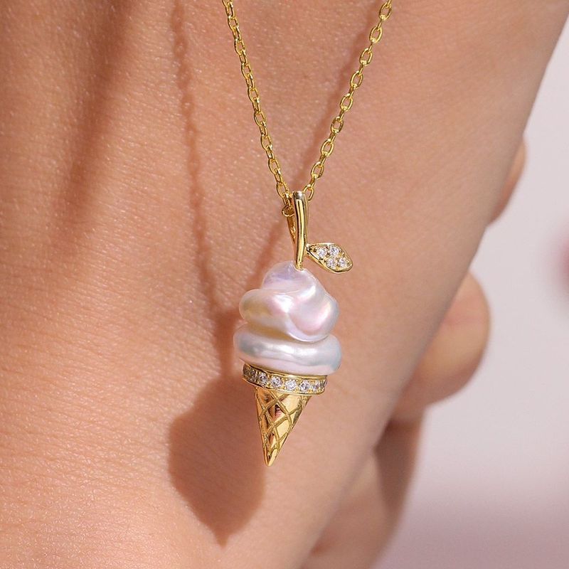 Women's Jewelry Fashion Pearl Chain Ice Cream Necklace Women's Light Luxury Niche Design High End Clavicle Chain Jewelry_voghion.com
