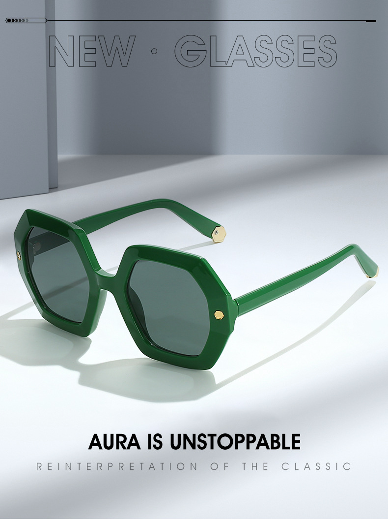 KAMMPT Oversized Men Sungl Fashion Hexagon Frame Gradient Shades Eyewear Women 2023 Trendy Ins Popular Brand Sun_voghion.com