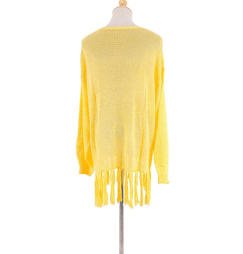 Women's Crochet Lace Fringe Beach Cover Up – Boho Chic Bikini Wrap, Lightweight Sun Protection Shirt, One Size Fits All_voghion.com