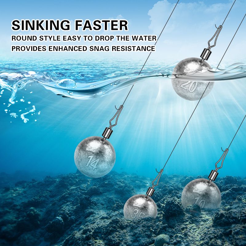 Weighted Round With Swivel Jigging Anti-Hook Bottom Cylindrical Lead Sinker Free Fishing Rig_voghion.com