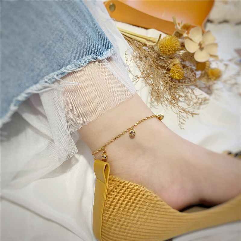Vietnamese Gold-Plated Wave Pattern Personality Anklet, Long-Lasting Color, Simple Bell-Like Anklet For Women, Summer_voghion.com