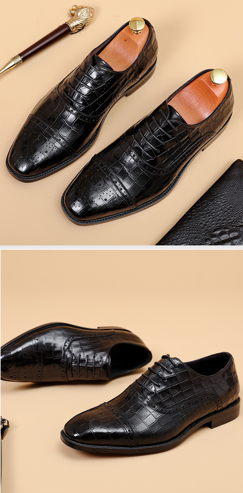 Sapatos masculinos formais oxford, sapatos clássicos de negócios formais com cadarço para homens, sapatos de casamento confortáveis_voghion.com