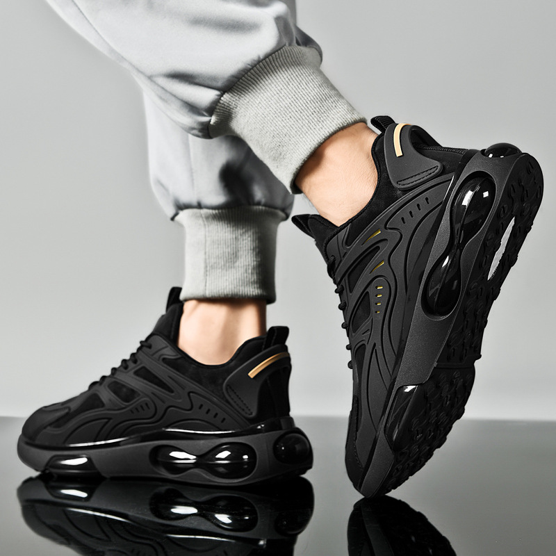 Černé tenisky Air Cushion Jarní prodyšné Nové ultralehké sportovní pánské běžecké boty_voghion.com
