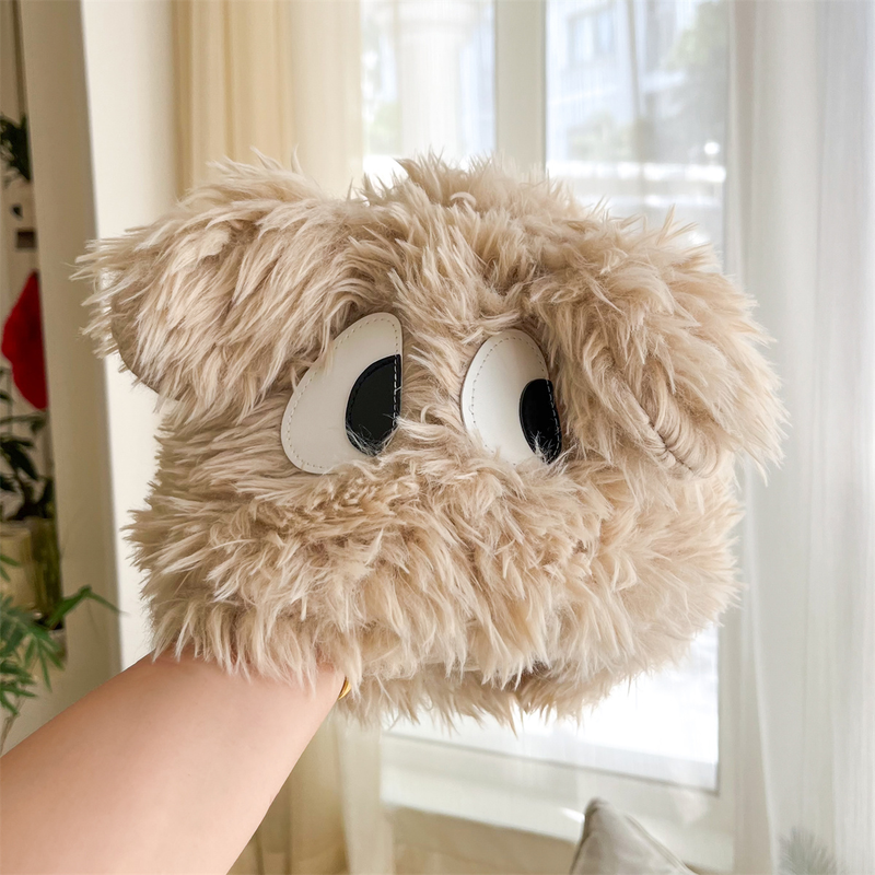 Laste karvane sügis-talvine naljakas multifilm kutsika pullovermüts silmade ja pikkade kõrvadega armas beebiplüüsmütsi trendikas_voghion.com