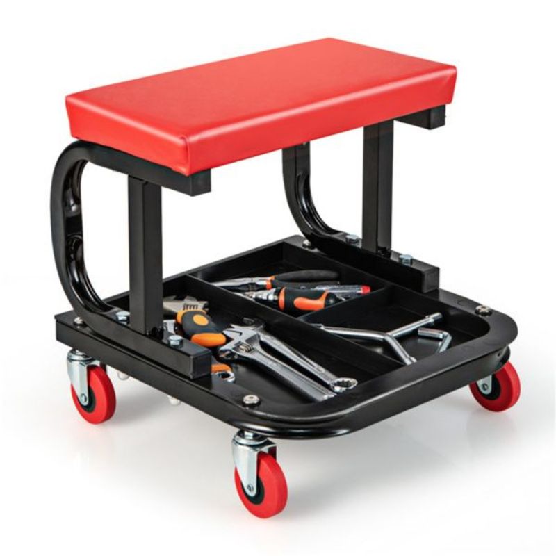 Rolling Creeper With Classified Tool Tray And Cushioned Seat Black Rer_voghion.com