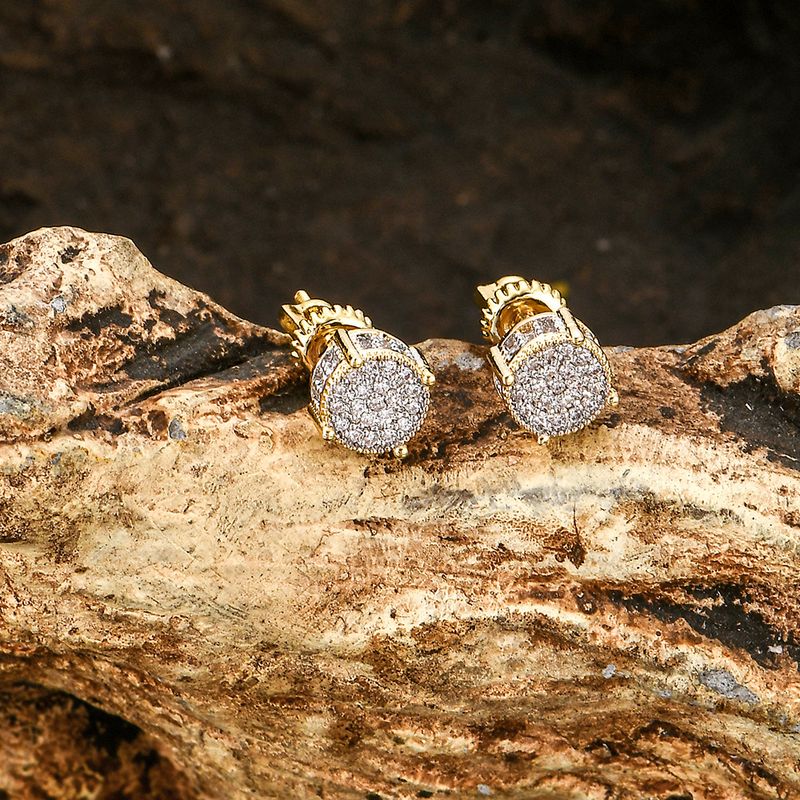 Orecchini Hip Hop da donna, rotondi, con zirconi, personalità, orecchini a quattro griffe, tridimensionali, alla moda, per coppie maschili e femminili_voghion.com