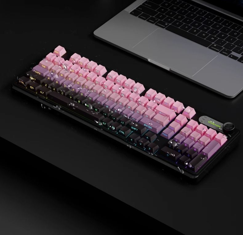 Forerunner V102 Teclado Mecânico com Gravação Lateral em Pó Blackberry e Mouse Gamer com Fio para Escritório_voghion.com