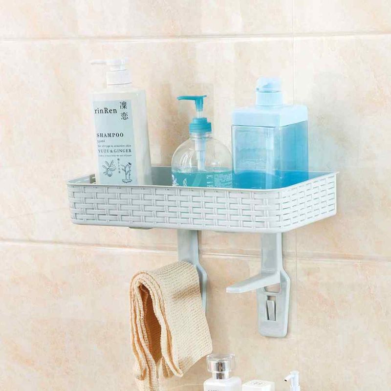Mensola portaoggetti per bagno, porta shampoo, sapone, porta cosmetici, mensole per doccia a parete, Imation Rattan Shaped_voghion.com