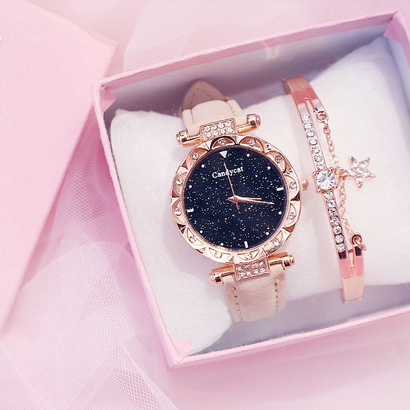 Starry Sky Watch Women's Fashion Trend Simple Women's Watch Student Two-piece Gift Watch Daily Commuter Casual Birthday Valentine's Day Gift_voghion.com